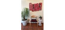 Fauteuil Design bois métal Rouge