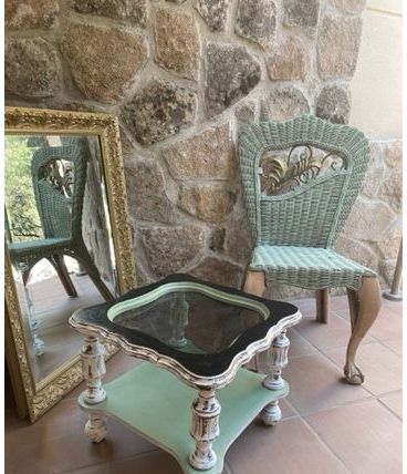 Table basse vitrée pieds boule