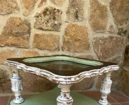 Table basse vitrée pieds boule