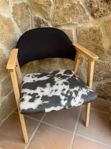 Fauteuil bois imprimé Vache