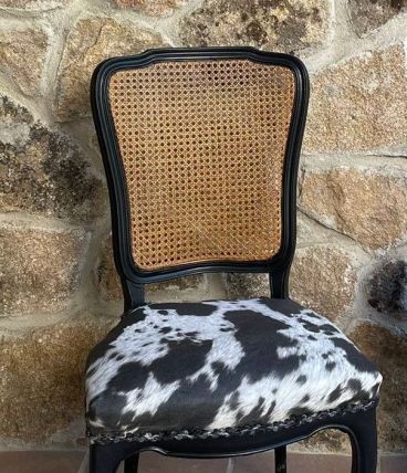 Chaise style Louis XV osier Vache