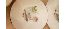 12 assiettes motifs poisson en porcelaine de Limoges
