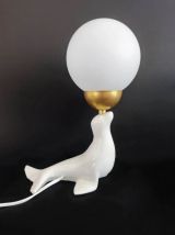 Lampe otarie céramique blanche opaline 
