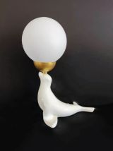 Lampe otarie céramique blanche opaline 