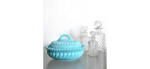 Bonbonnière art déco en opaline bleue 