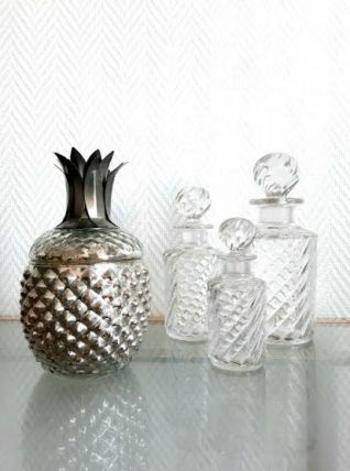 Bonbonnière ananas en verre églomisé 1970