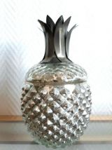 Bonbonnière ananas en verre églomisé 1970