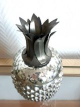 Bonbonnière ananas en verre églomisé 1970