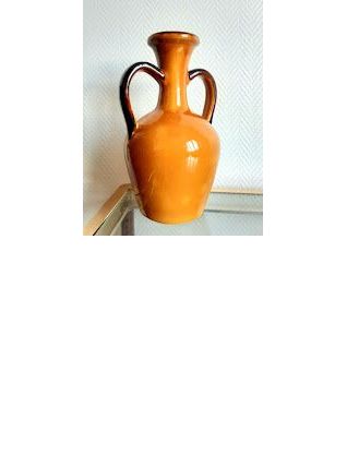 Grand vase amphore en céramique orange vintage 