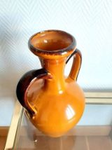 Grand vase amphore en céramique orange vintage 