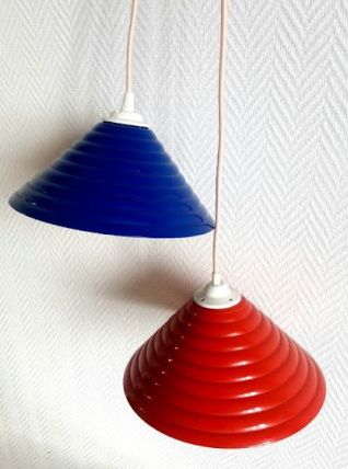 Paire de suspensions industrielles coniques 1970