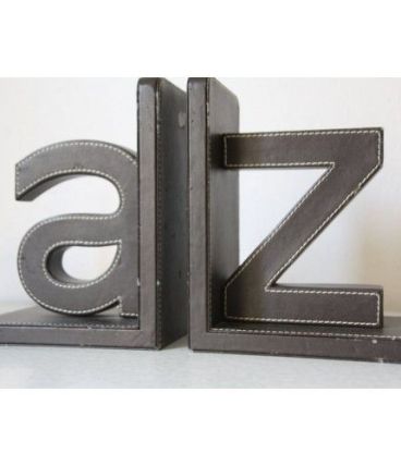 2 serre-livres vintage en cuir d’art A-Z - vintage 