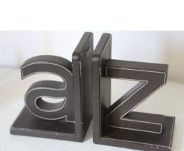 2 serre-livres vintage en cuir d’art A-Z - vintage 