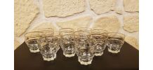 12 verres vintage pied étoile liseré doré
