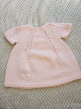 Robe Création en laine layette ROSE, tricot fait main