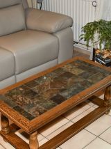 table basse de salon bois et ardoise