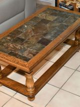 table basse de salon bois et ardoise