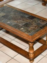 table basse de salon bois et ardoise