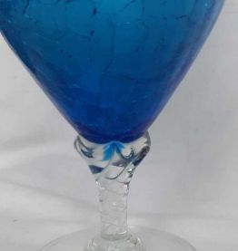 Vase en verre crépitant, bleu, 