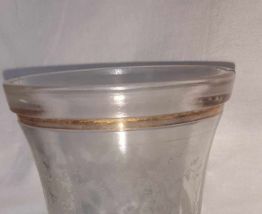Ancien Vase En Verre Moulé Décors Dorés Et Dessins Forêt 