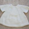 Gilet Création laine layette blanche, tricot fait 0-3 mois