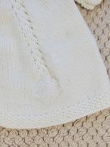 Gilet Création laine layette blanche, tricot fait 0-3 mois