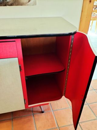 buffet bas formica rouge et beige  année 50/60