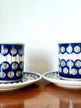Duo de tasses en céramique Boleslawiec vintage