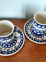 Duo de tasses en céramique Boleslawiec vintage