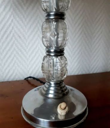 Lampe art déco verre et métal