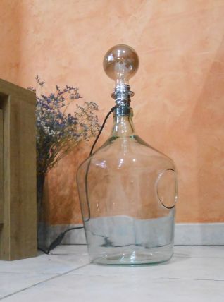 Elégante lampe Dame Jeanne en verre transparent grand modèle