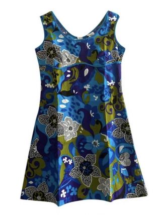 Robe en coton grosses fleurs style tablier. 