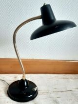 Lampe de bureau industrielle soucoupe noire 1960 