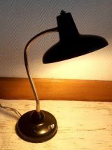 Lampe de bureau industrielle soucoupe noire 1960 