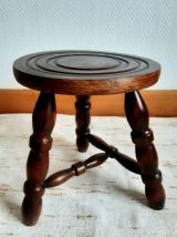 Tabouret de traite tripode vintage 
