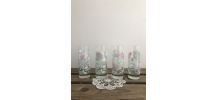 4 verres à eau fleuris 