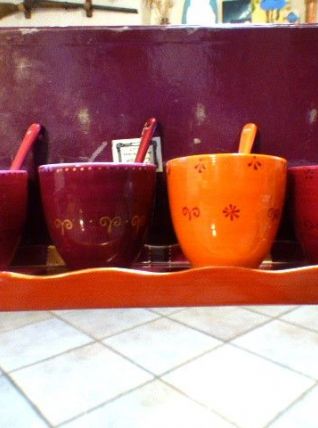 Tasses à Café,  Plateau et Petites cuillères