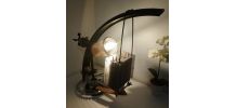 Lampe à poser recyclage déco artisanale "Vélo-moteur"
