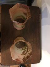 Vases anciens en verre émaillé dans le goût Legras