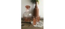 Carafe et 6 shooters rose assorties 