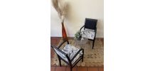 Set de 2 fauteuils Bois Black Feuilles dorées