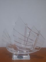 Très Beau Bateau Jonque En Cristal JG Durand
