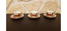 3 tasses + soucoupes Porcelaine BAVARIA motif fleurs