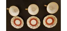 3 tasses + soucoupes Porcelaine BAVARIA motif fleurs