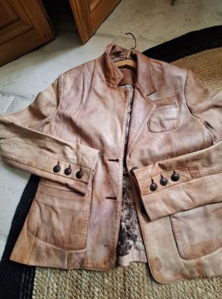 Veste vintage cuir agneau 