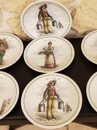 Lot de 7 assiettes à dessert "Métier du vieux Paris"