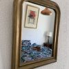 Ancien miroir 19eme de cheminée doré Louis Philippe - 48 x 3