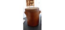Ancien pot en grès avec couvercle tbe