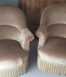 Canapé et 2 fauteuils crapaud velours coloris or