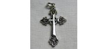 Ancienne petite Croix Pendentif en Métal Argenté